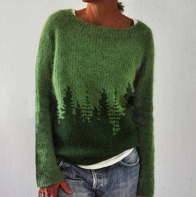 Knitting sweater with a relaxed cut
