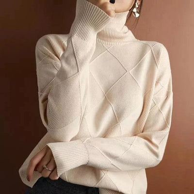Vicki | Modern Grid Turtleneck Sweater