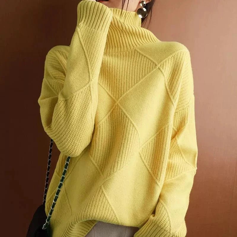 Vicki | Modern Grid Turtleneck Sweater