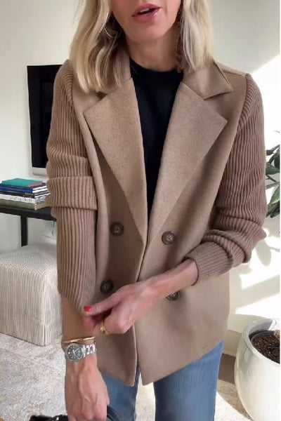 Amelia™ | Chic Knit-Sleeve Blazer