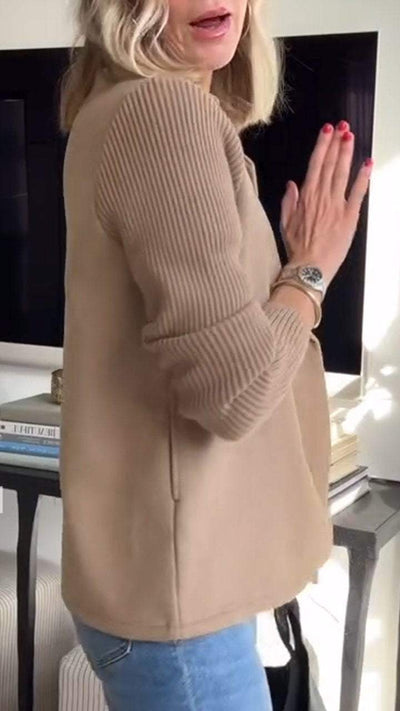 Amelia™ | Chic Knit-Sleeve Blazer