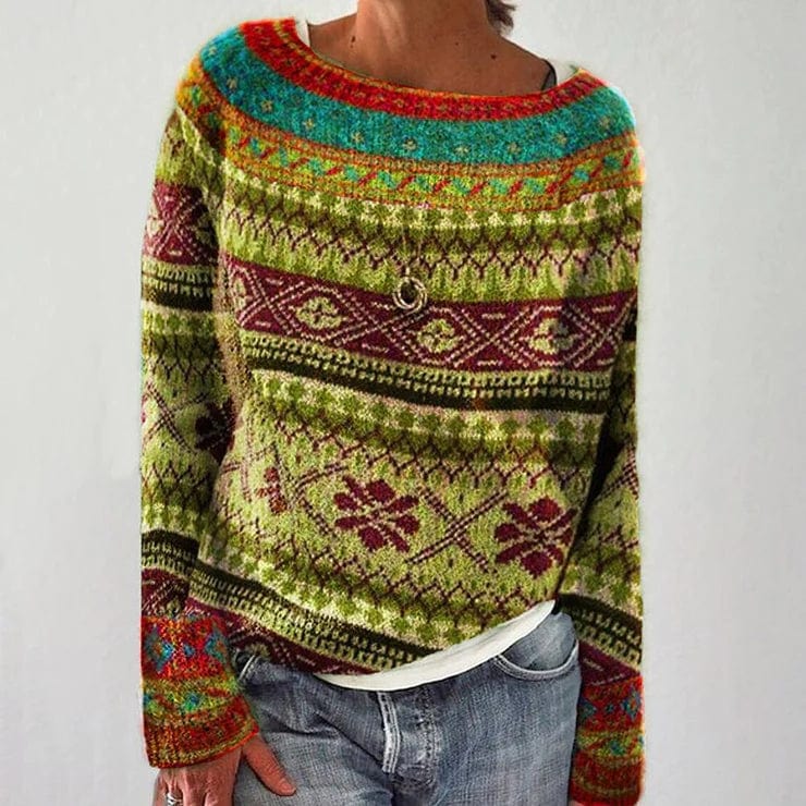 Sweater women: warm rope, unique print