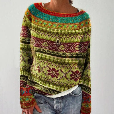 Sweater women: warm rope, unique print