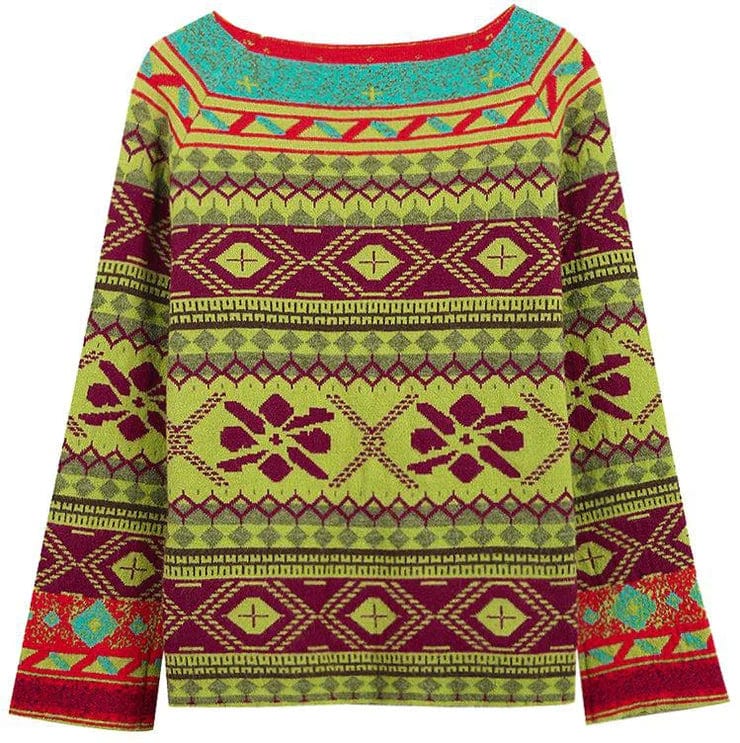Sweater women: warm rope, unique print