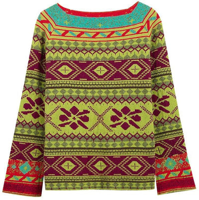 Sweater women: warm rope, unique print