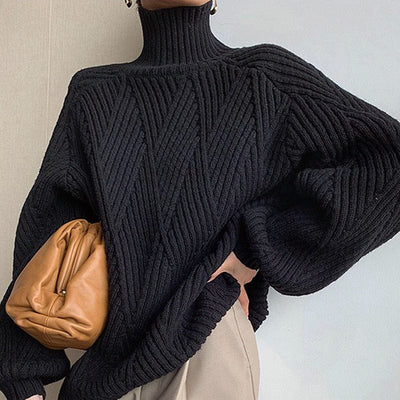 Black turtleneck sweater women - warm & elegant