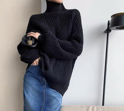 Black turtleneck sweater women - warm & elegant