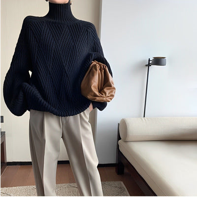 Black turtleneck sweater women - warm & elegant