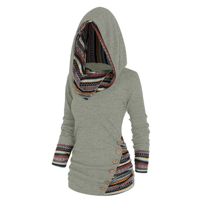 Relaxed hoodie with a tribal pattern