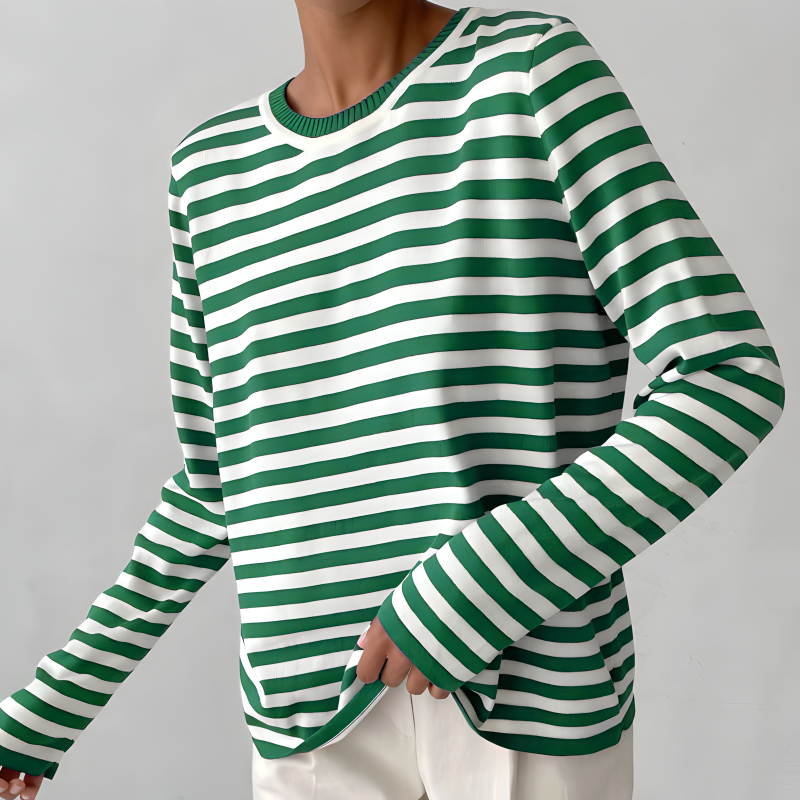 Striped knitting sweater for women with a classic design