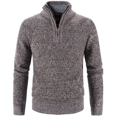 Men’s Knit Pullover Sweater - Wool Blend - Quarter Zip - Ribbed Collar - Classic Fit