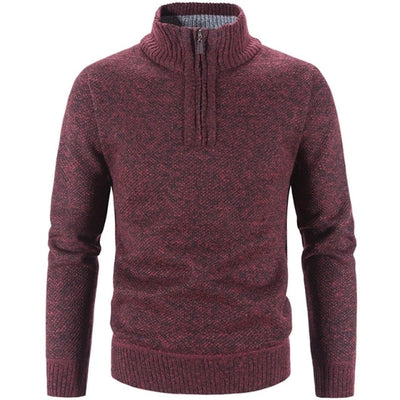 Men’s Knit Pullover Sweater - Wool Blend - Quarter Zip - Ribbed Collar - Classic Fit