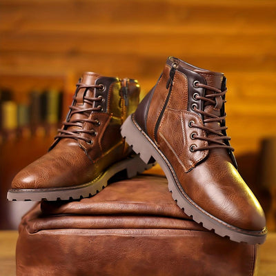 Men's Leather Zipper Dress Boots – Elegant and Durable Footwear