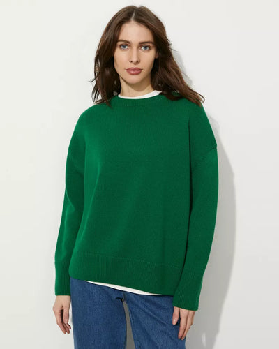 Elegant autumn sweater women - round neck, minimalist design