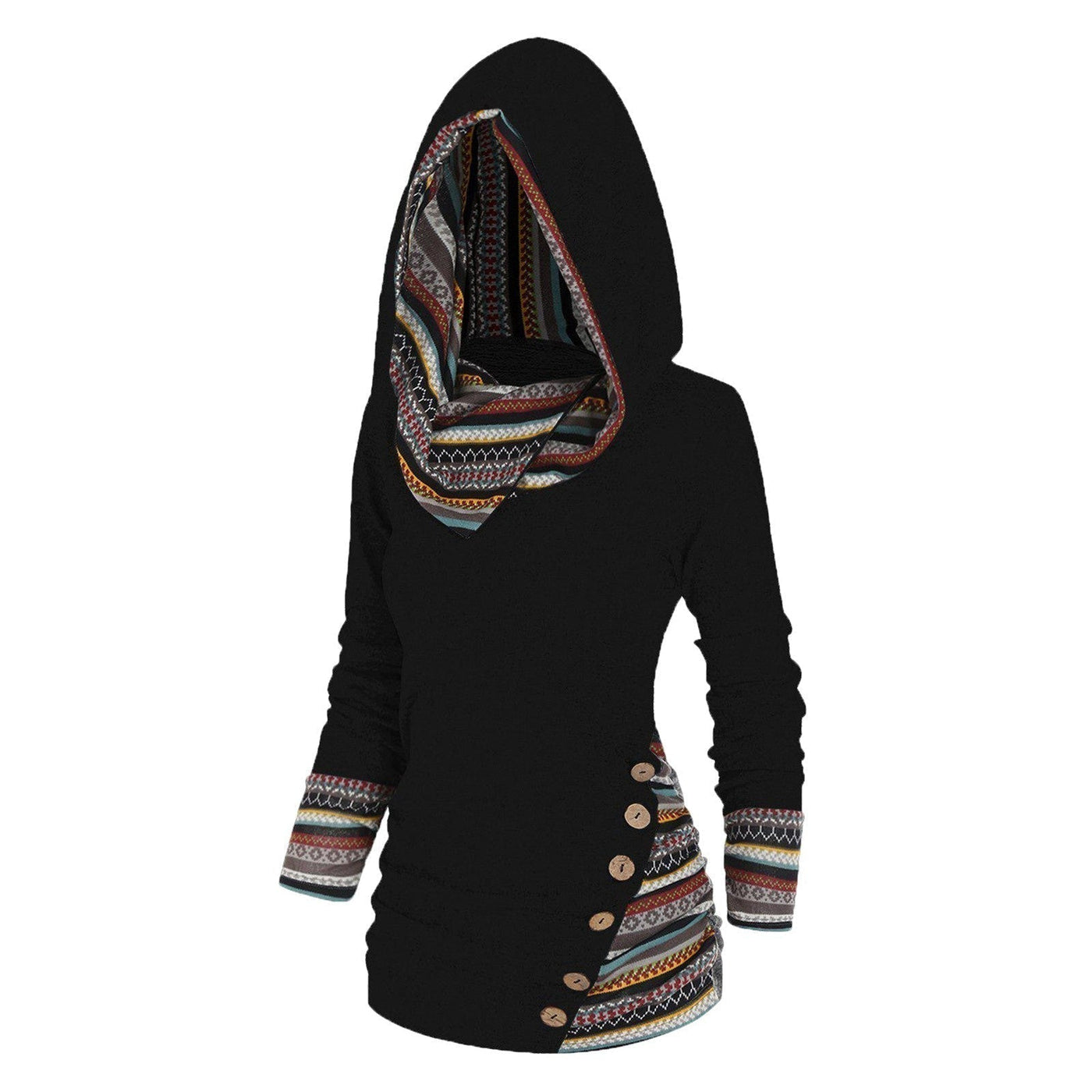 Relaxed hoodie with a tribal pattern