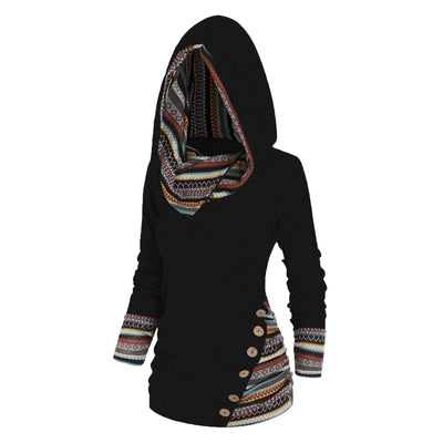 Relaxed hoodie with a tribal pattern