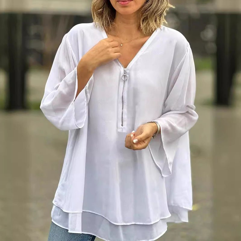 Lorelai | Chiffon Zipper Top