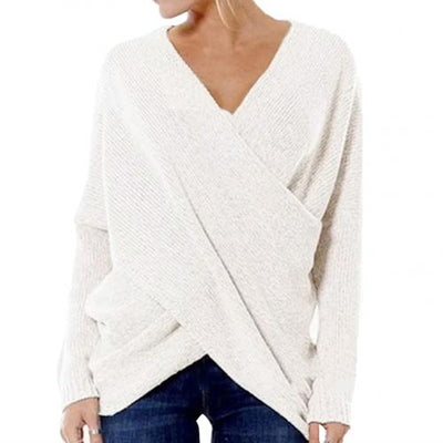Women's sweater: warm, crossed rope for winter