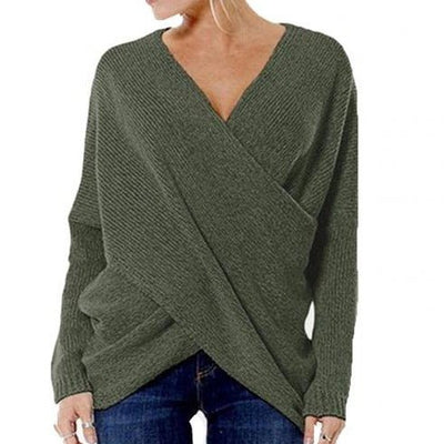 Women's sweater: warm, crossed rope for winter