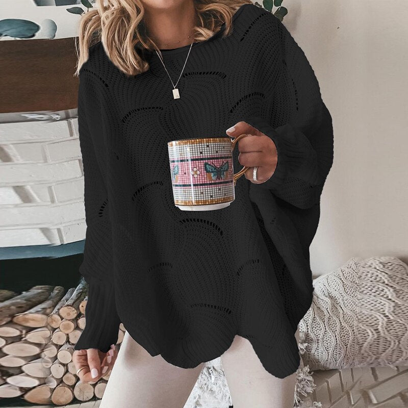 Knitting sweater with a loose fit