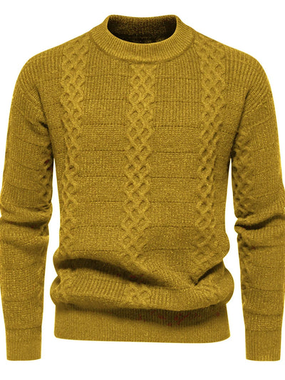Men’s Cable-Knit Sweater - Warm Wool Blend - Regular Fit - Crew Neck Casual Wear